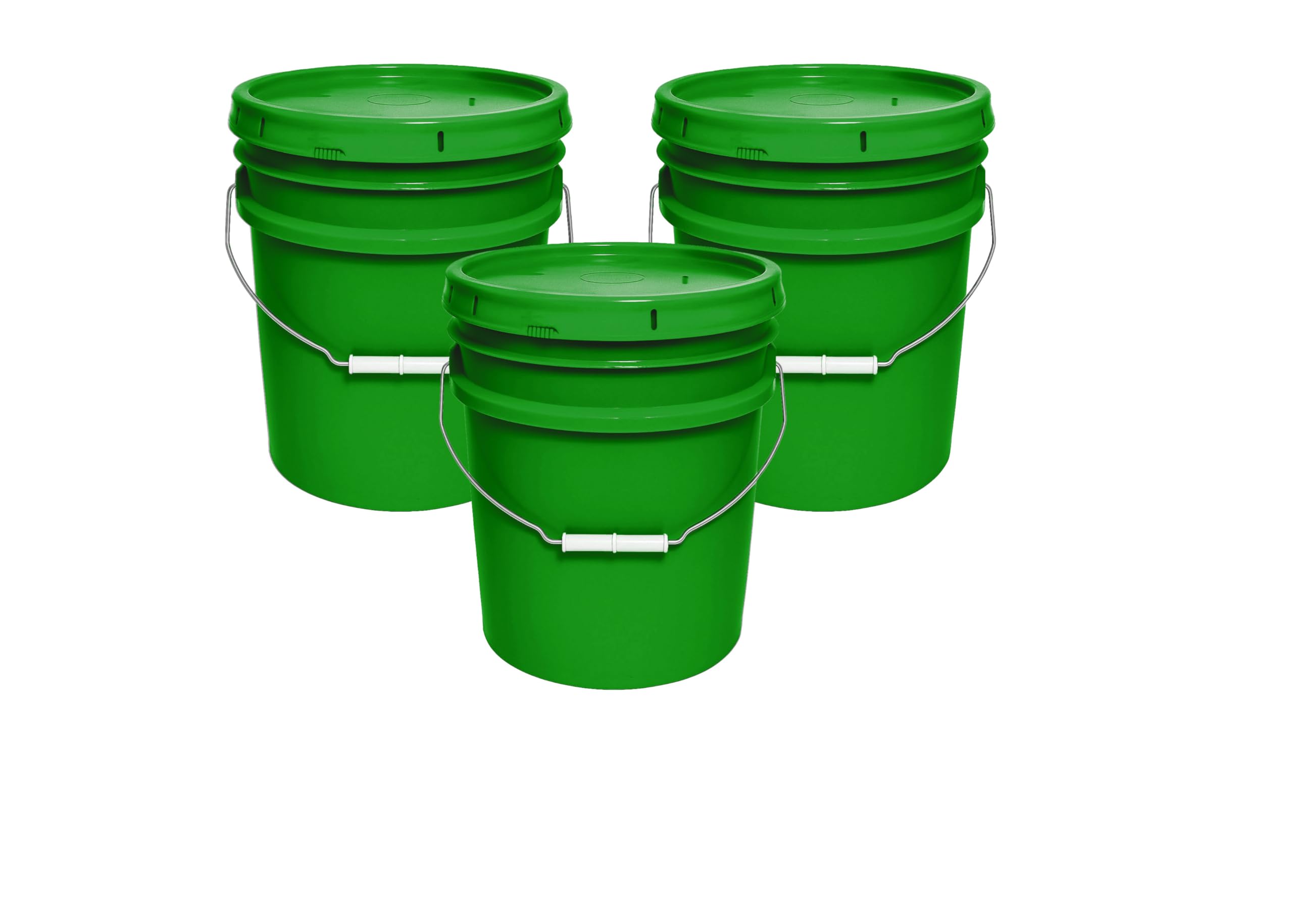 MKS Plastics Green 5-Gallon Heavy-Duty Bucket with Airtight Lid, 3-Pack