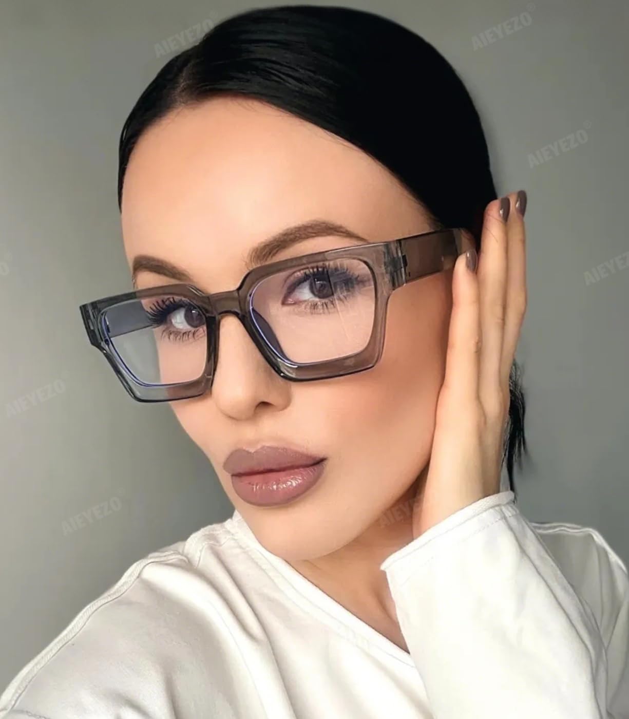AIEYEZO Occhiali quadrati con montatura spessa, per uomo e donna, alla moda, alla moda, alla moda, chic, per computer