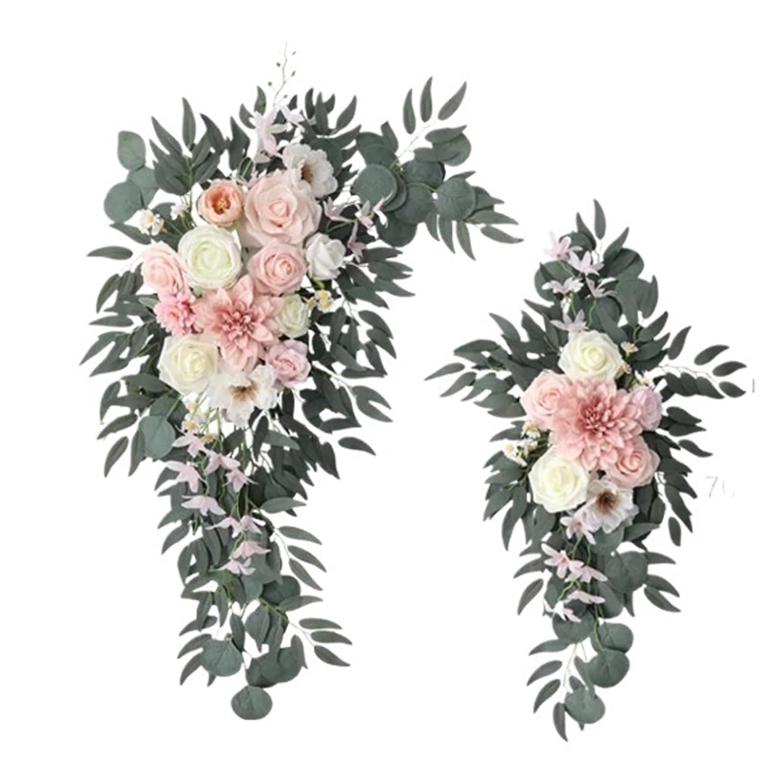 MOHUIED Artificial Floral Swags Rustic Wedding Arch Flowers Kit Hanging Silk Floral Swag Arrangement For Party Ceremony Arbor Backdrop Decoration for Ceremony Backdrop, Fireplace and Door Decor(Pink)