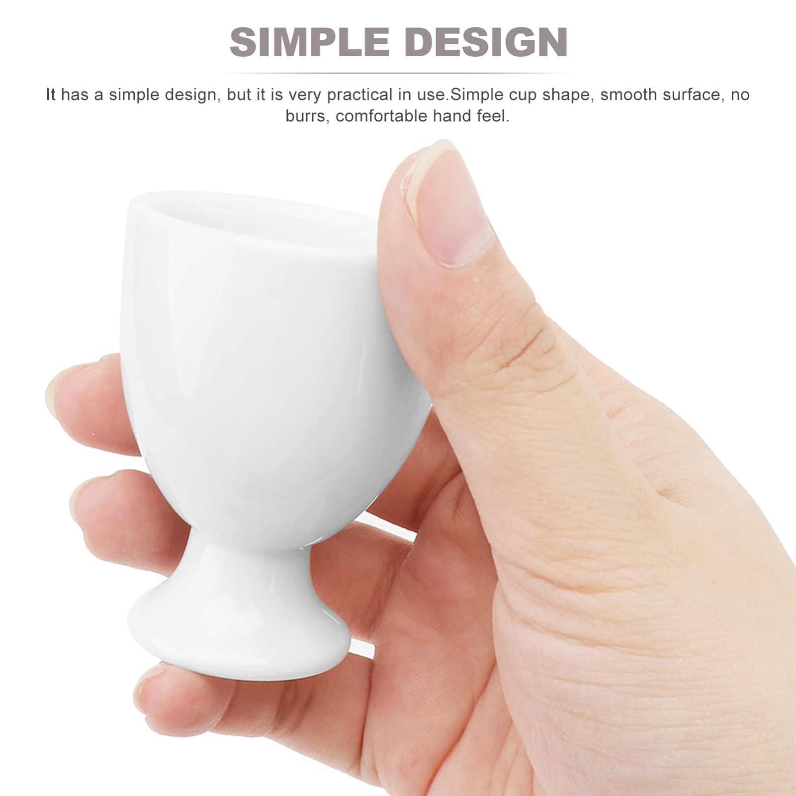 PRETYZOOM Coquetiers en Céramique Blanche, Lot de 6, pour Petit-déjeuner | Support Stable pour Œuf, Nettoyage Facile, Style Épuré pour Hôtel et Table