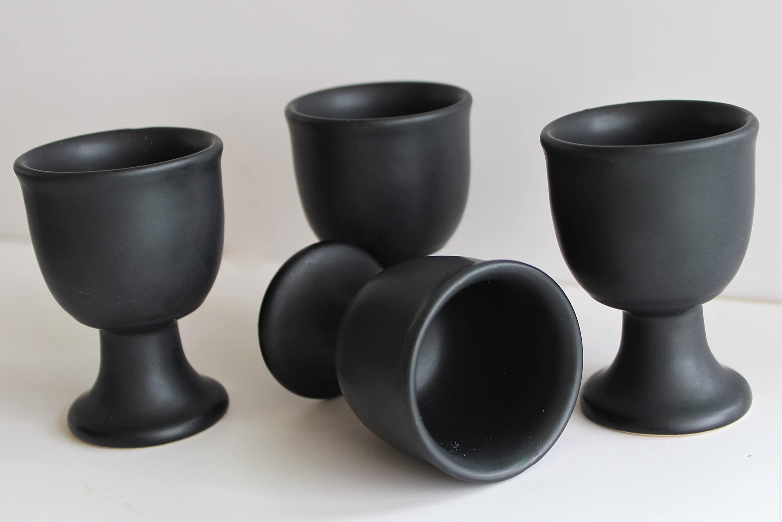 Bamby Ceramic Matte Black Egg Cup/Egg Holder Pack of 4, for Soft & Hard-Boiled Eggs