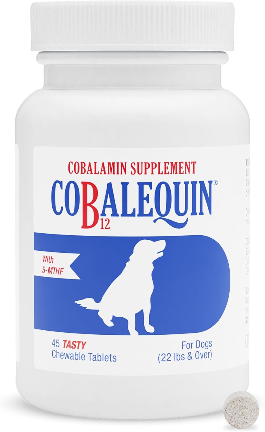 Nutramax Laboratories Cobalequin B12 Supplement for Medium to Large Dogs, 45 Chewable Tablets, Hydrolyzed Chicken, 2.08 ounces
