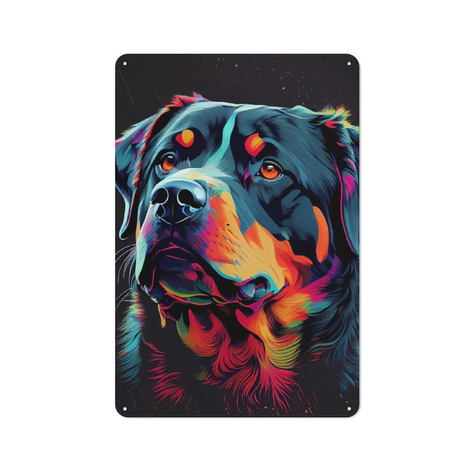 Junmoney Rottweiler Colorful Dog Tin Sign 30X20cm With For Bar Or Restaurant, Retro Decor, For Garage, Workshop And Man Cave Decoration