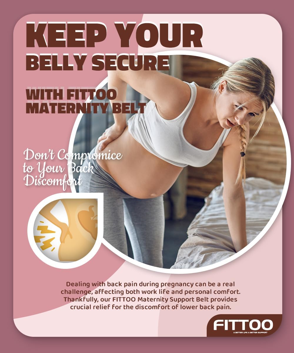 FITTOO Maternity Belt Back Support Belly Band Pregnancy Belt Support Brace Abdominal Binder Waist Support Pink L - Image 2