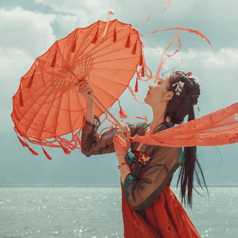 Vista 6 de TFLBANGEL 33 Rainproof Windproof Handmade Chinese Oiled Paper Umbrella Parasol Classical Painting Dancing Props Retractable Plum Blossom Umbrella