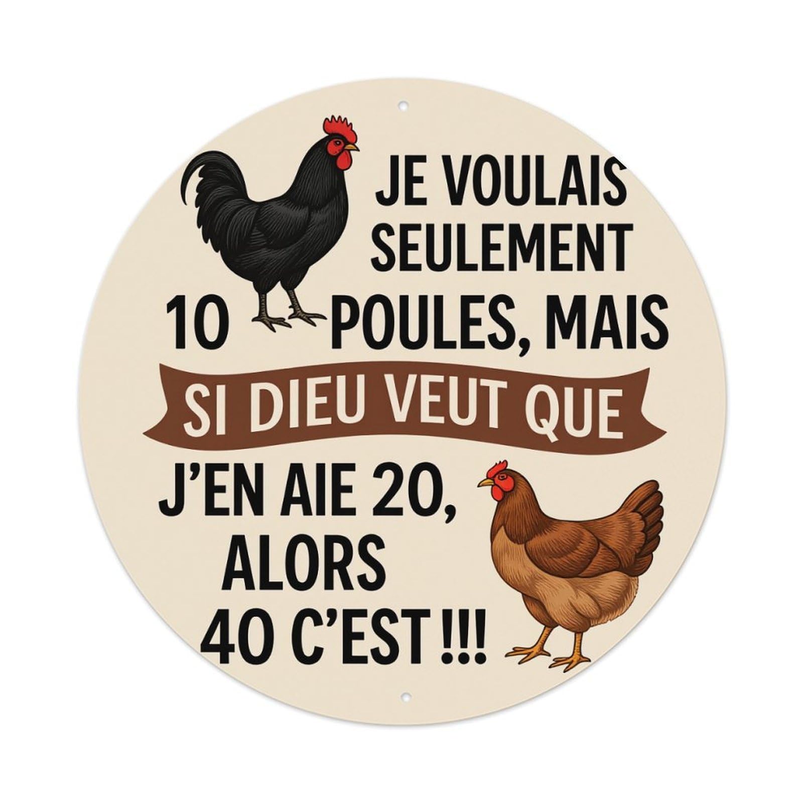 Chicken Farm Humor French Text Metal Tin Sign Vintage Garden Bedroom Cafe Bar Man Cave Home Wall Decor Metal Poster 8x8 inches