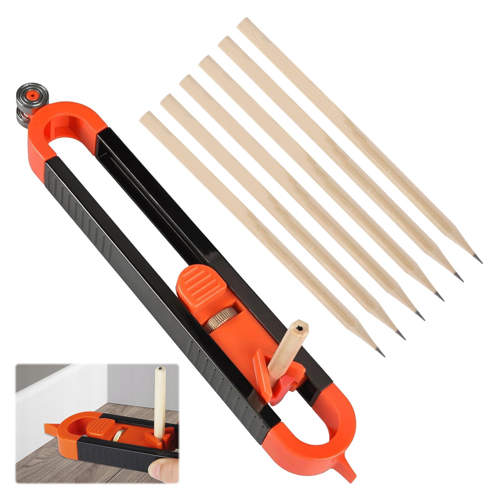 Eophmi Scribe Tool 7pcs Contour Gauge with Lock Scribing Tool for Woodworking for Floor,Carpet,Tile Laying,Durable Adjustable Contour Gauge Laminate Flooring Tools
