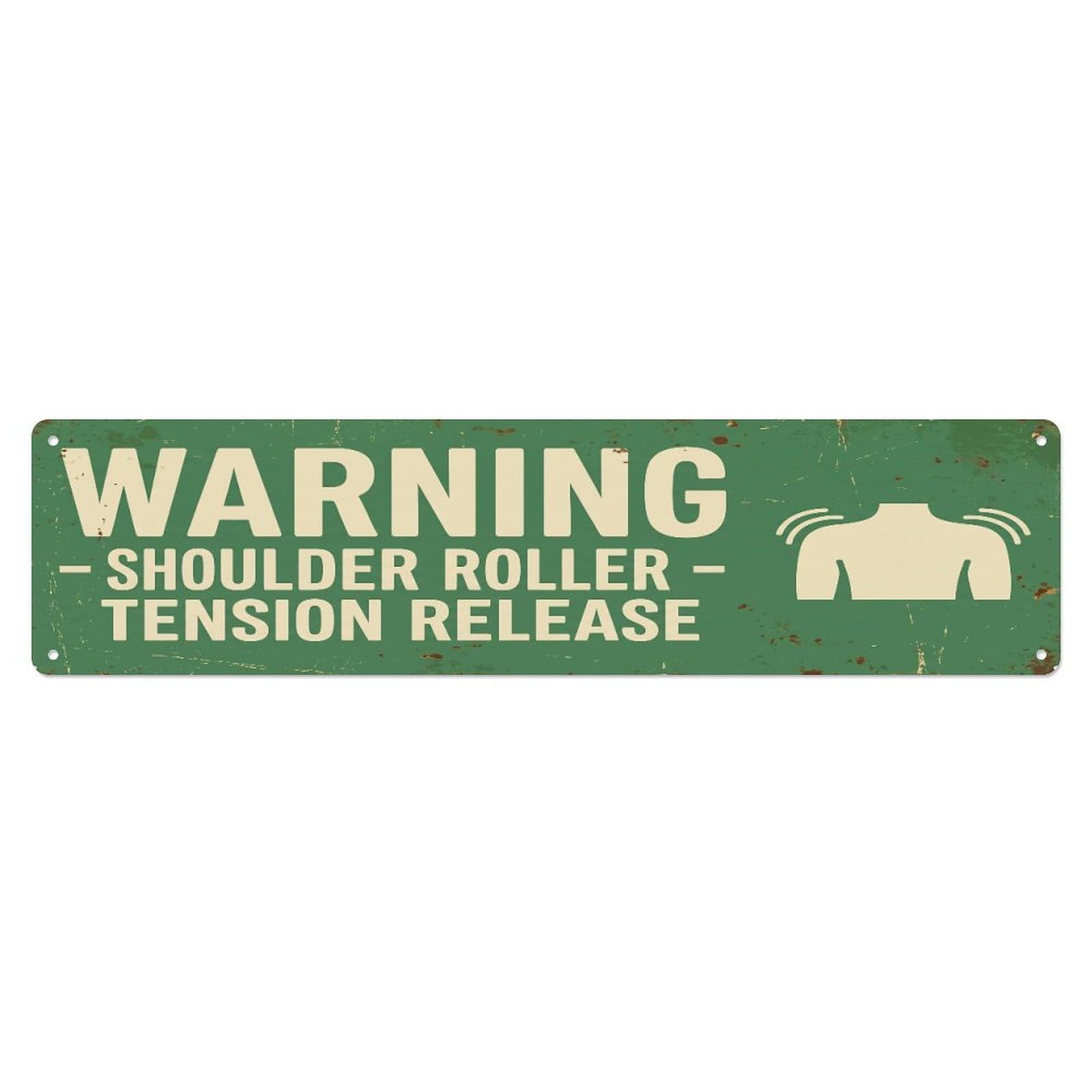Fqcyn Style Metal Tin Sign Vintage Funny Warning Chronic Shoulder Roller Warning