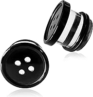 AntDear 2Pcs Acrylic Ear Plug Gauges 8G-1 Inch Single Flare Button Plugs with O-Rings for Women Men Stretching