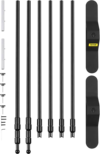 Miniatura 21 de VEVOR Soporte de telón de fondo, 5 x 6.5 pies, kit de soporte de fondo ajustable para fotos, soporte de fondo portátil con 3 barras transversales