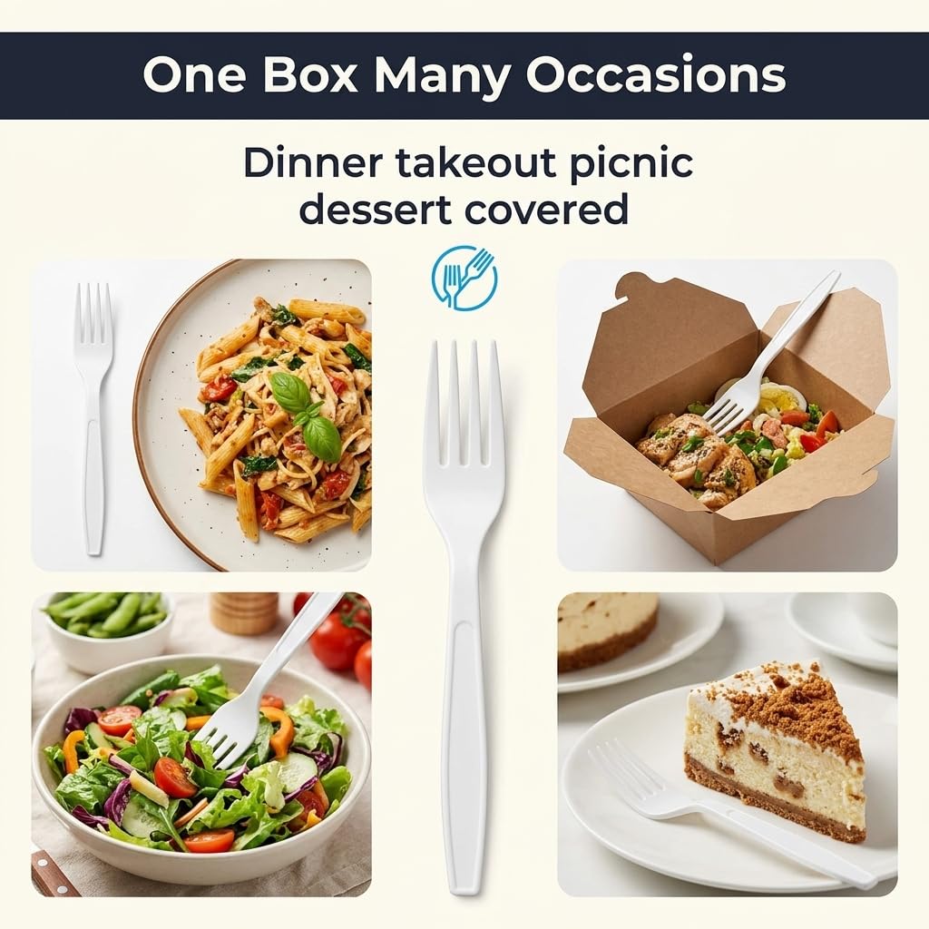 Plastic Forks Extra Heavyweight Disposable White, 500 Count — Amazon image 2