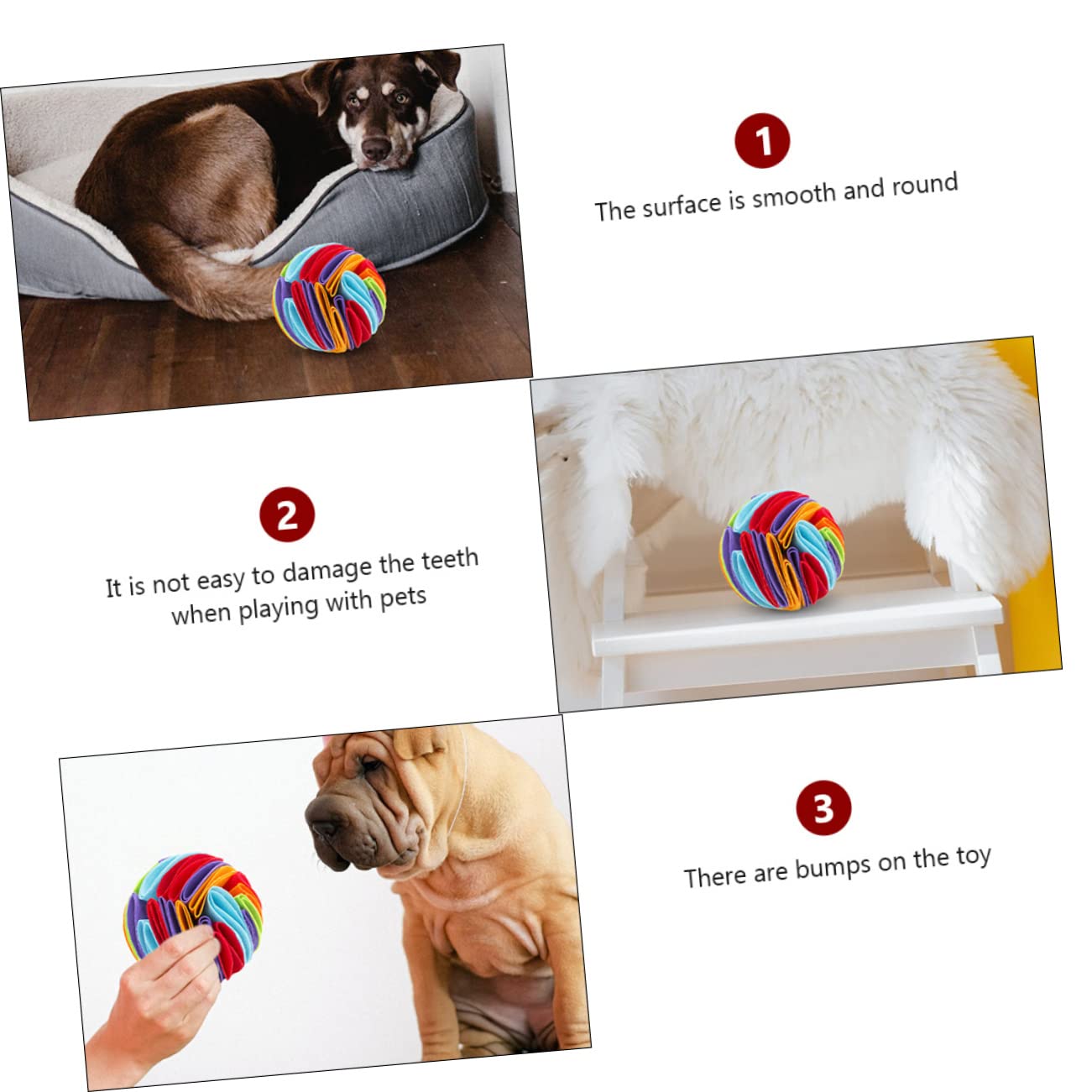 3stücke Creative Pet Chew Toy Bunter Hundesnuffelball Aus Filz Sicher Für Zähne Zum Spielen Futterversteck Für Haustiere Verbessert Koordination Und Zahnreinigung