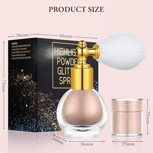 Miniatura 4 de Spray de polvo de purpurina, spray de purpurina corporal brillante para mujeres, spray de polvo suelto resaltador, spray de maquillaje en polvo