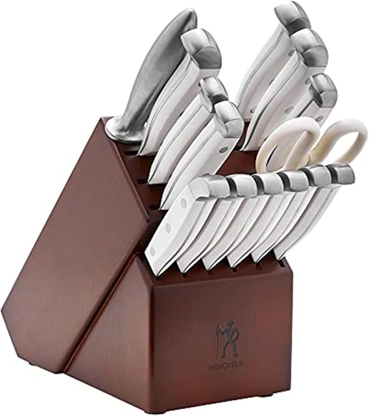 HENCKELS Statement razor-sharp 15-piece white handle knife set with block, German engineered stainless steel blades
