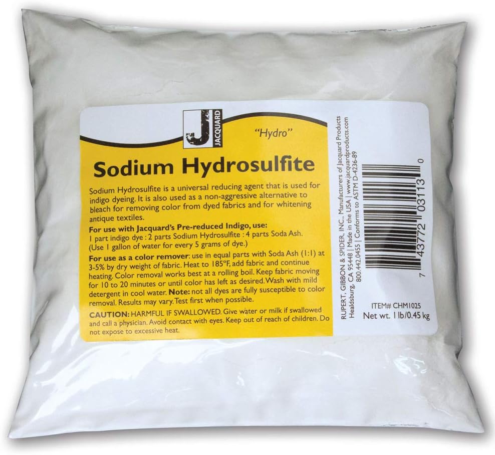 Sodium Hydrosulfite by Jacquard, Universal Reducing Agent for Indigo Dyeing, 1 Pound (CHM1025)
