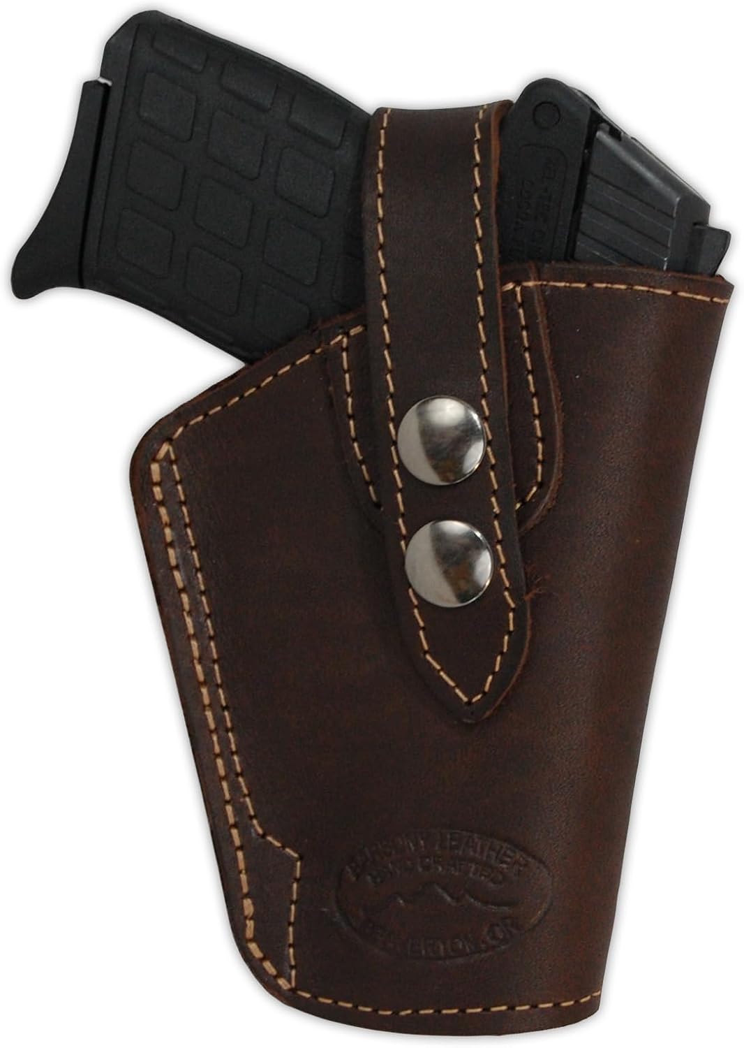 Barsony Brown Leather Belt Clip Holster for Small Frame .380 and Ultra-Compact 9mm 40 45