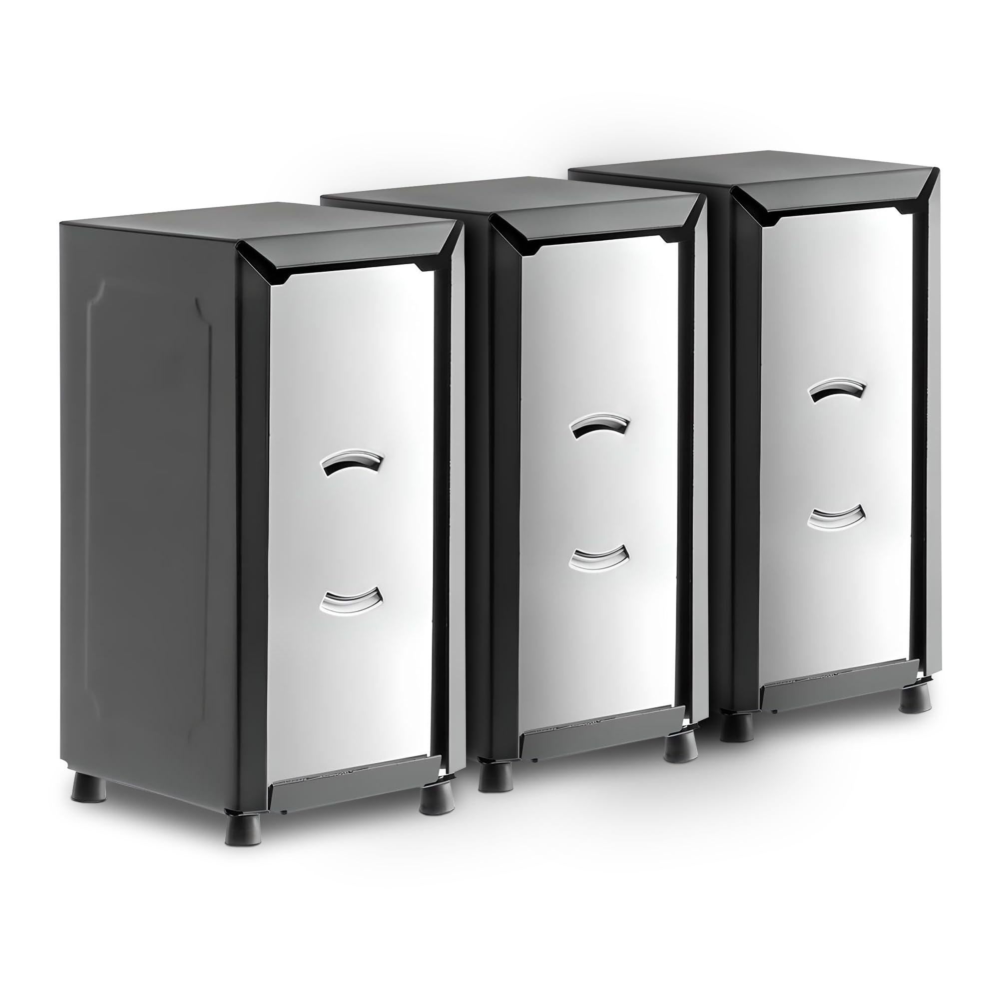 OCS Parts 3-Pack Tall-Fold Two-Sided Napkin Dispensers | Black | Holds 150 Tall Fold Napkins | for Home Dining Room Tables, Kitchens, Restaurants,
