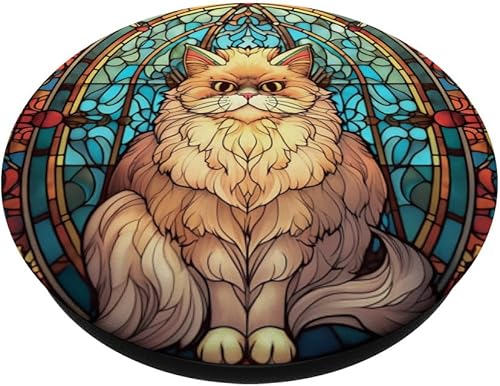 Miniatura 2 de PopSockets de cristal de colores de gato persa PopGrip estándar