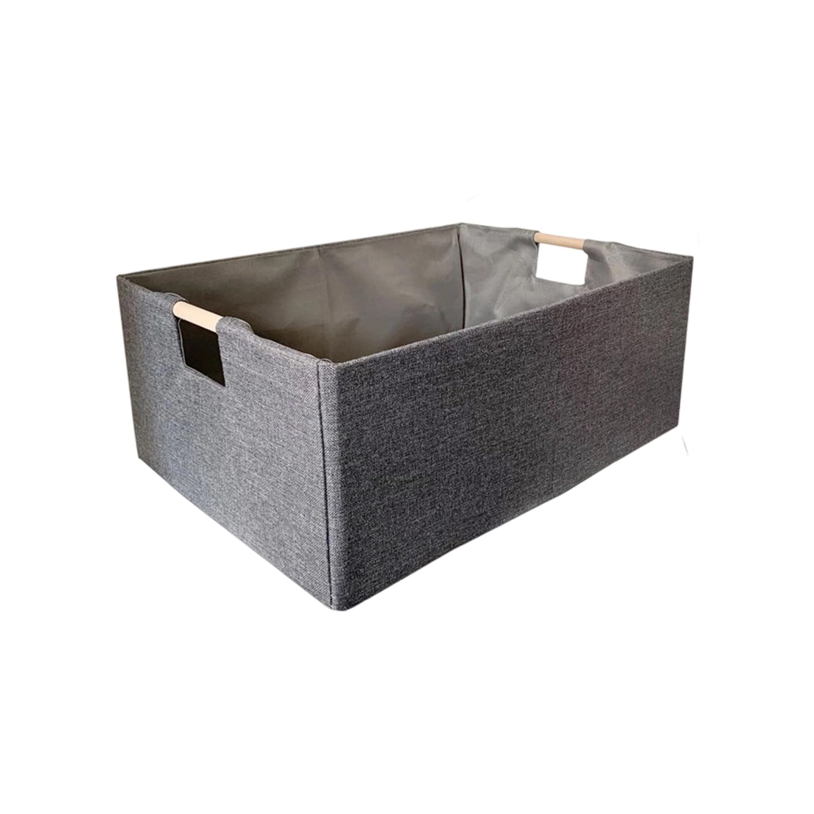 Elnwnnkc Sturdy Fabric Storage Box with Wooden Handles Reinforced Cardboard Base for Home Organization Cloth Storage Box for Household