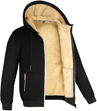 Aobiono Men Women Fleece Jacket Sherpa Lined Oversized Hoodie Winter Warm Thermal Thick Fuzzy Fluffy Outdoor Hood Sweatshirt