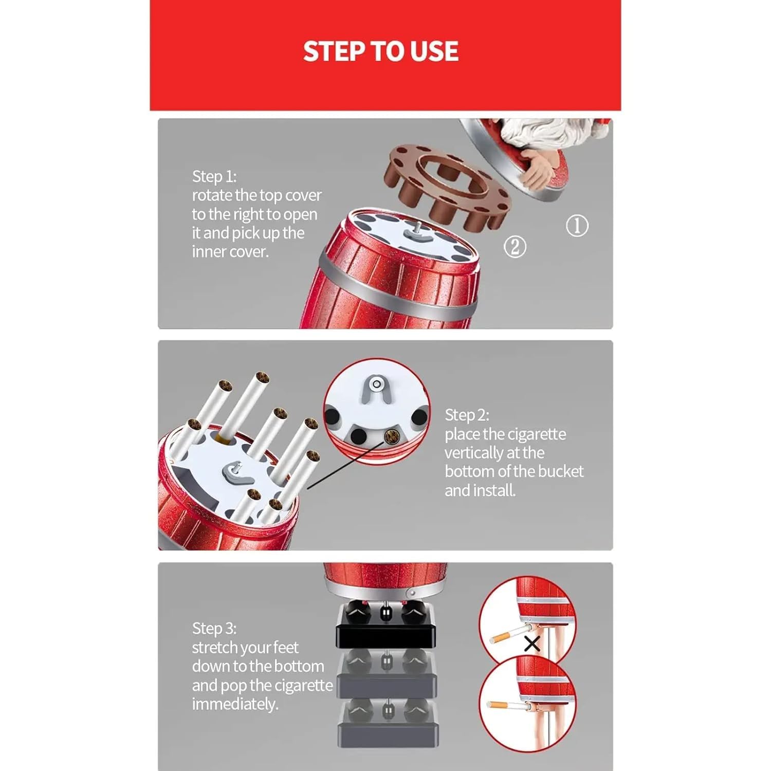 Zigarettenspender Weihnachtsmann Holzfass | Pop-up Box Für 10 Zigaretten | Lustiges Geschenk