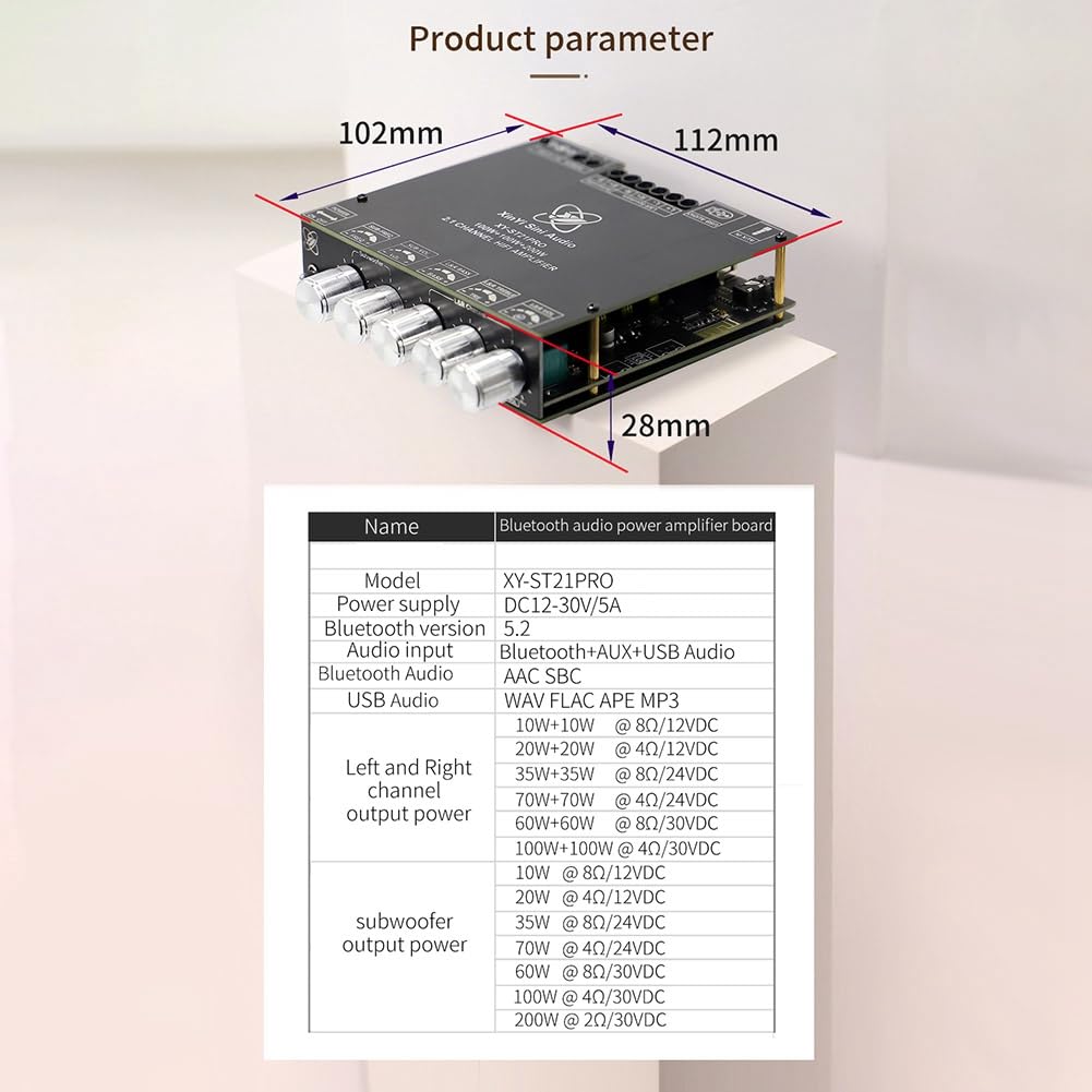 Carte Amplificateur de Puissance Audio Numérique Bluetooth ST21PRO 2.1 Canaux 100 W X 2 + 200 W Caisson de Basses TPA3221 Dépasse 3116 A