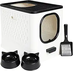 Caixa De Areia Para Gatos Fechada Furba Grande Sandbox Luxo Grande Premium (Branco)