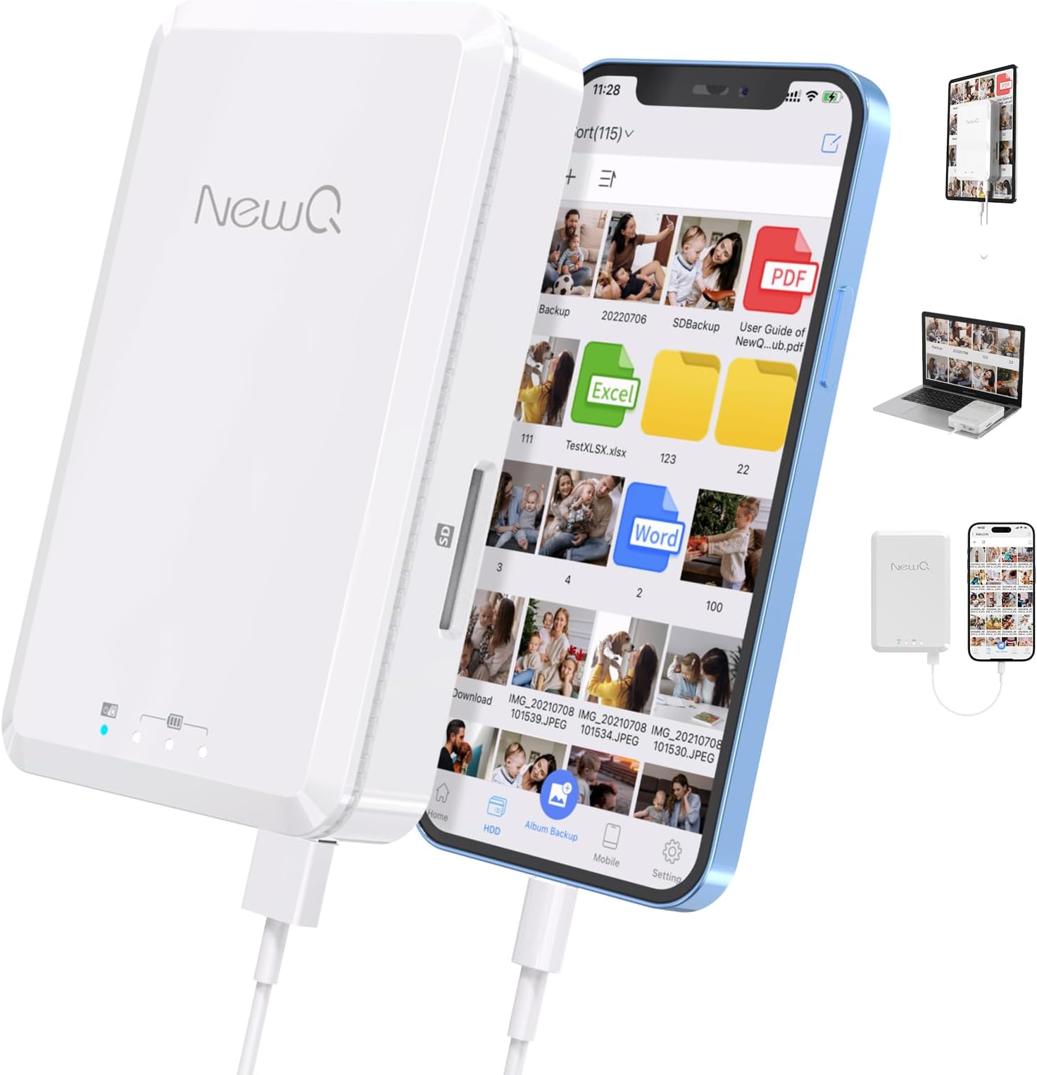 Hard Drive for Phone Computer: 2 TB Photo Stick Portable Storage Device External HDD USB Flash for iPhone & iPad & Android Cellphone Backup Picture | Photo | Video | Data (2TB)