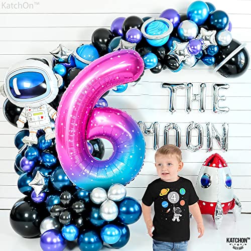 Image of KatchOn Foil Rainbow Number 6 Balloon for 6th Birthday Decorations 40 Inch