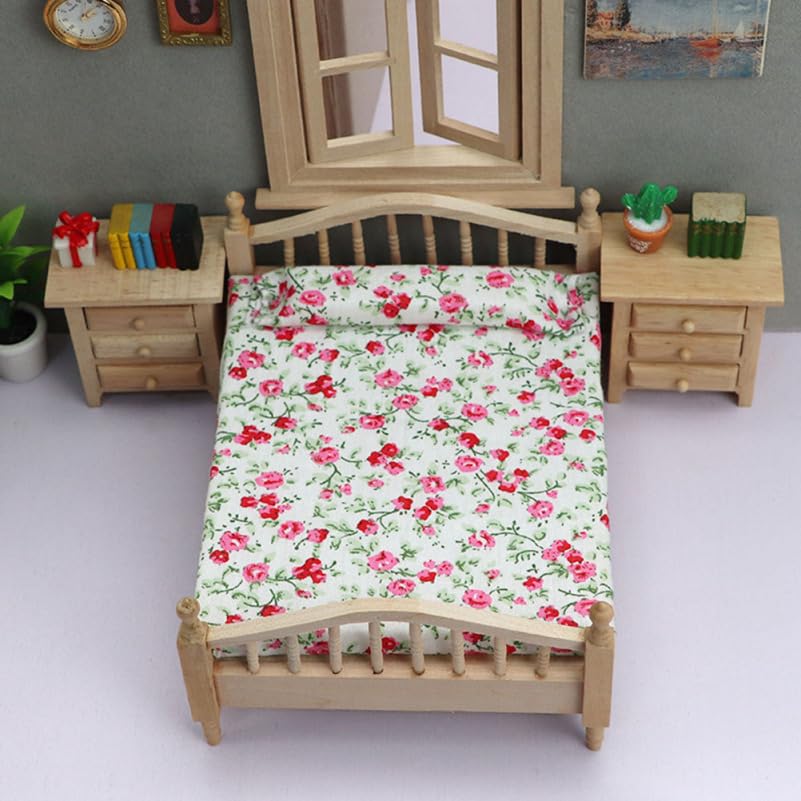 Toyvian Mini Doll House Bed 6.22X4.65X3.43In Small Doll House Furniture Accessory for Decoration Photography Prop with Cloth Material - Image 2