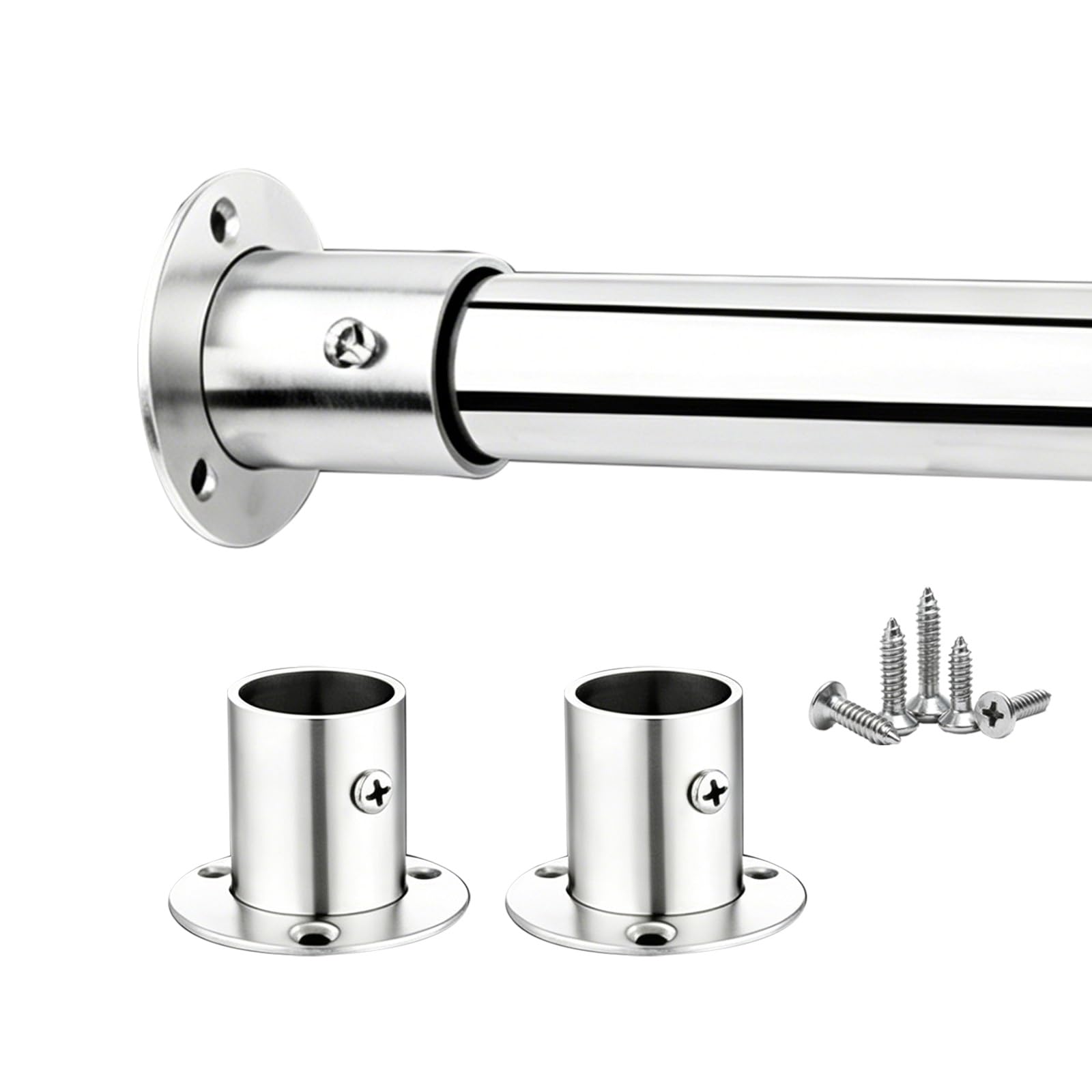 Stainless Steel Closet Rods 220 200 180 160 150 1401 20cm, Dressing Room Cloakroom Hanging Clothes Rod with Flange Sets, Cuttable & Custom Wardrobe Poles(L 210cm/82.7")