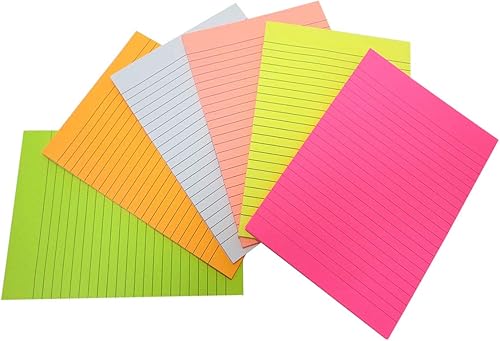 Miniatura 1 de Creatiburg - Juego de notas adhesivas grandes forradas de 6.0 x 8.0 in, 50 hojasbloc de 6 blocs de notas autoadhesivas con líneas, 6 colores