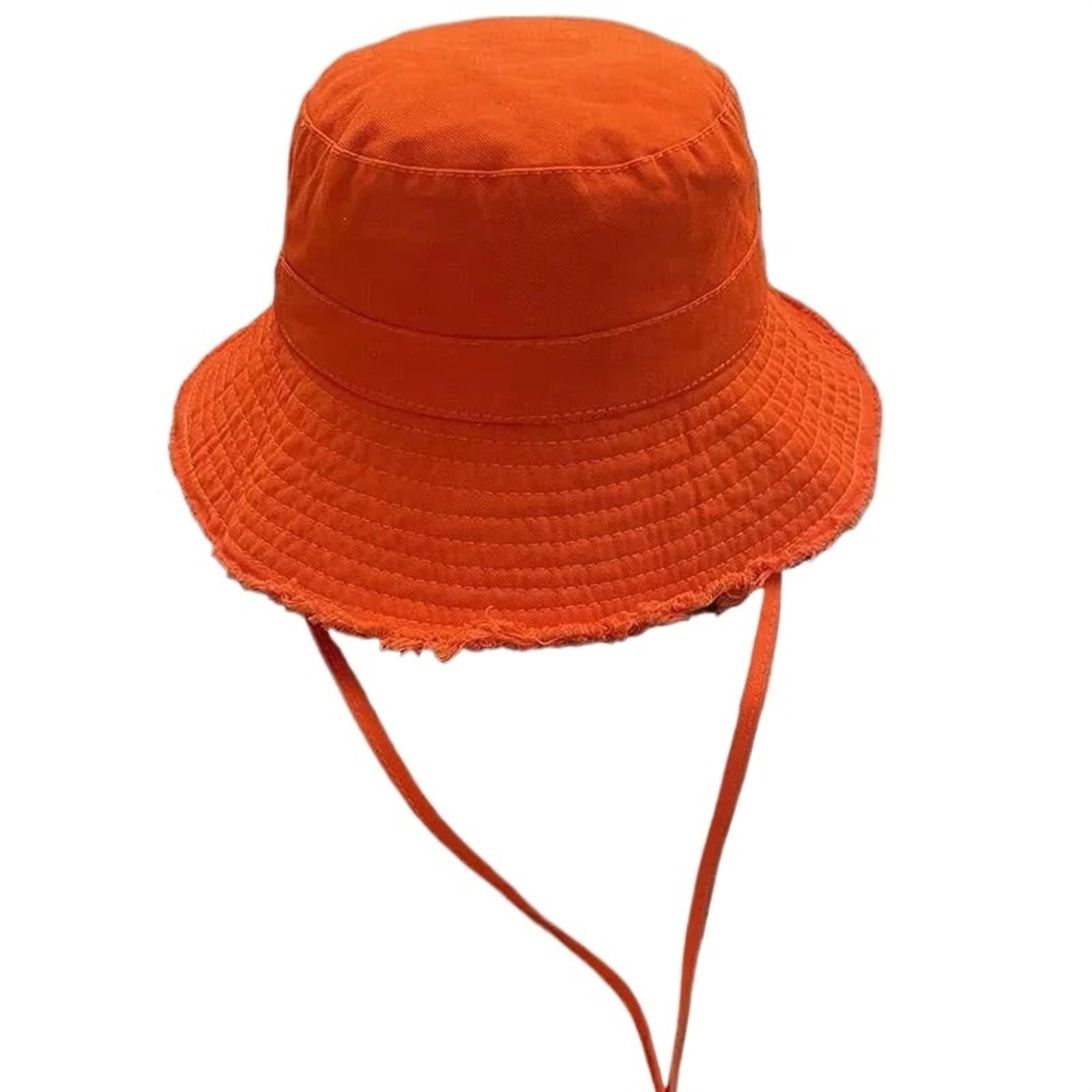 TRRYUIP Bucket Hat Fisherman Hats Foldable Bucket Hat with Big Brim Sunscreen with Adjust Chin Rope(Orange)