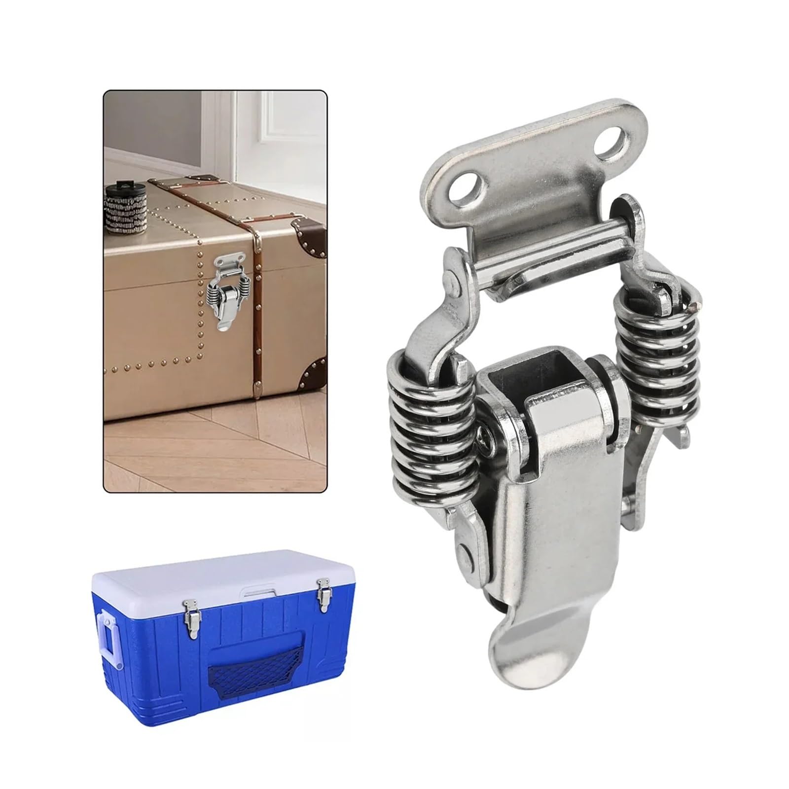 2Set 304 Stainless Steel Toggle Latches Spring Loaded Clamp Clip Case Box Latch Catch Hasps Suitcase Lock Buckle(Large A)