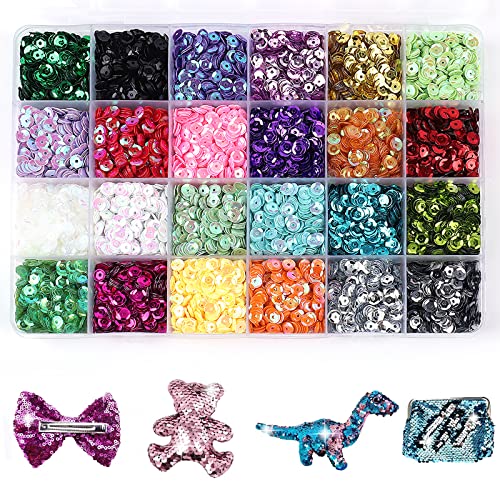 AIMEKE Lot de 30 000 paillettes de 5 mm avec boîte, paillettes pour bricolage et artisanat, 24...