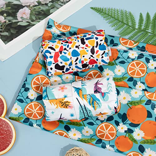 Image of Babygoal Wet Dry Bags for Baby Cloth Diapers, Washable Travel Bags, Beach, Pool, Gym Bag for Swimsuits & Wet Clothes with Two Zippered Pockets 3 Pack, 3LN21