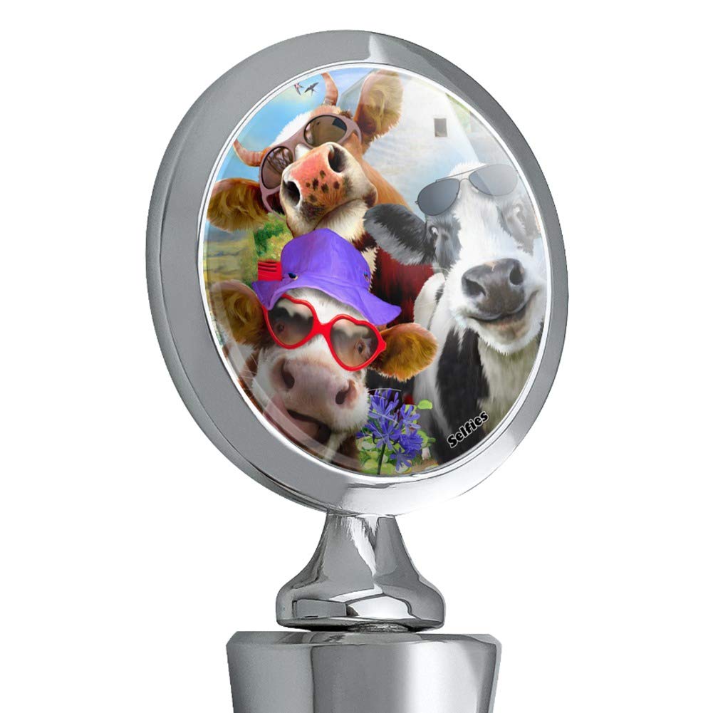 Udderly Cool Cow Farm Selfie Wine Bottle Stopper