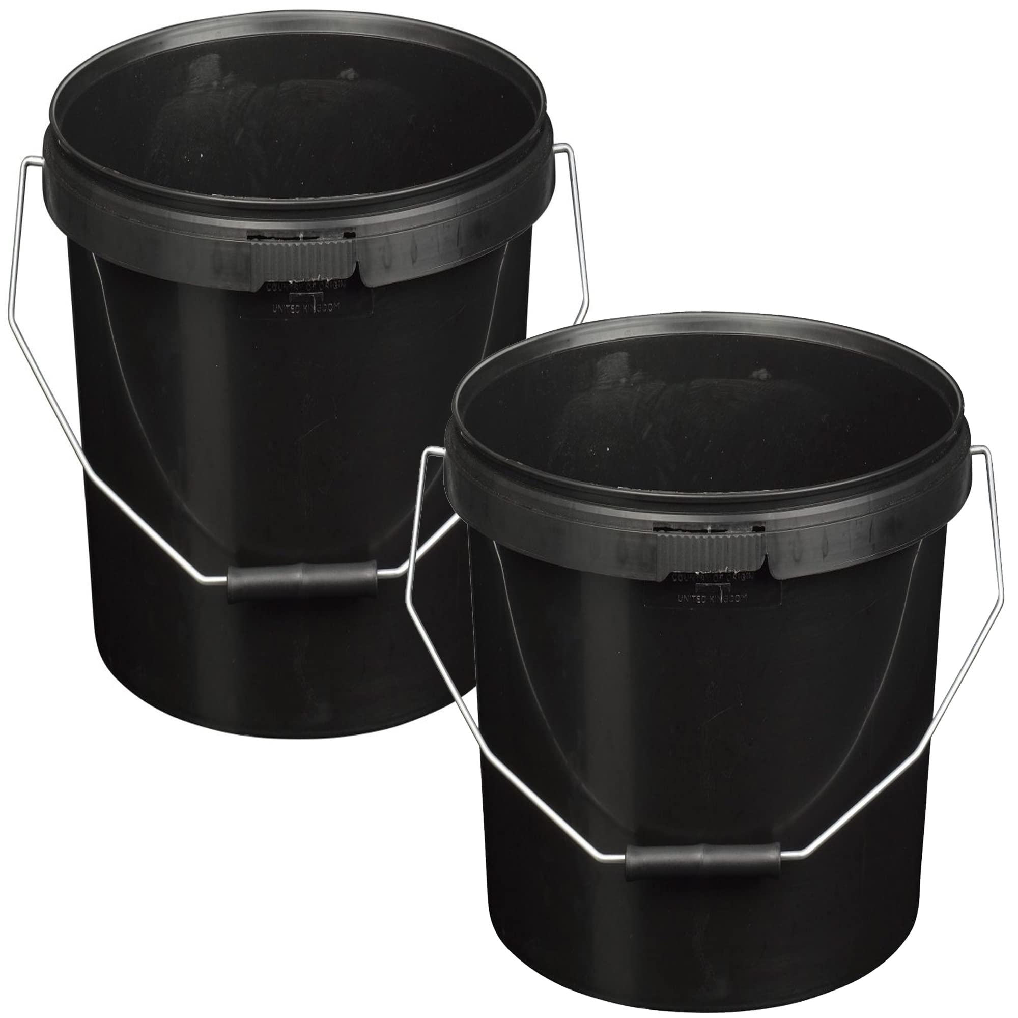 Storm Trading Group Black Plastic Bucket With Lid And Handle, Hard Wearing Bucket With Tamper Evident Lids 10L (2)