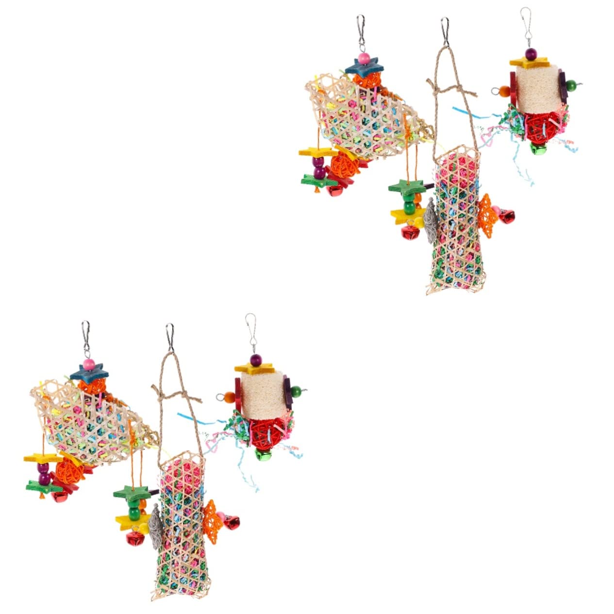 Mipcase 6pièces Jouet Suspendu pour Oiseaux avec Cloche Jouet à Mâcher pour Perroquets Et Oiseaux Accessoire De Cage Et Décoratif