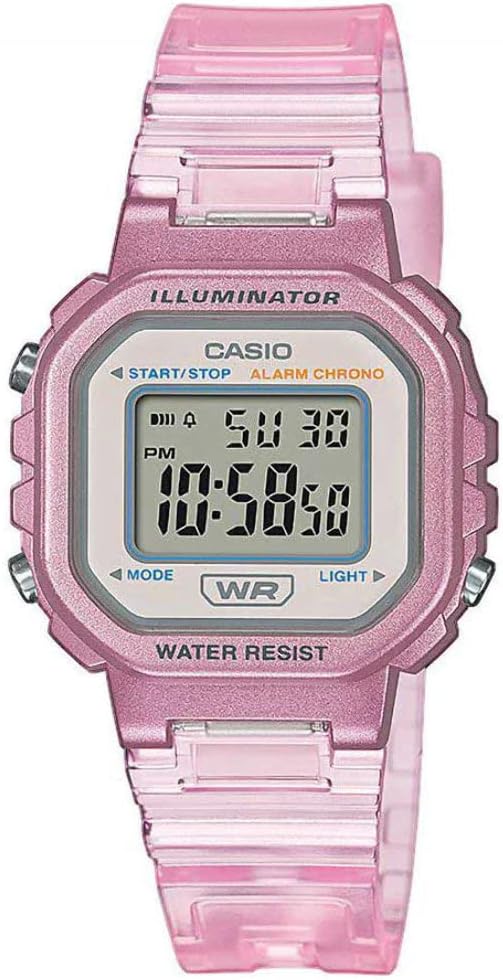 Unisex 30.00mm Quartz Watch with Clear Digital dial and Pink Plastic/Resin Bracelet Strap LA-20WHS-4AEF