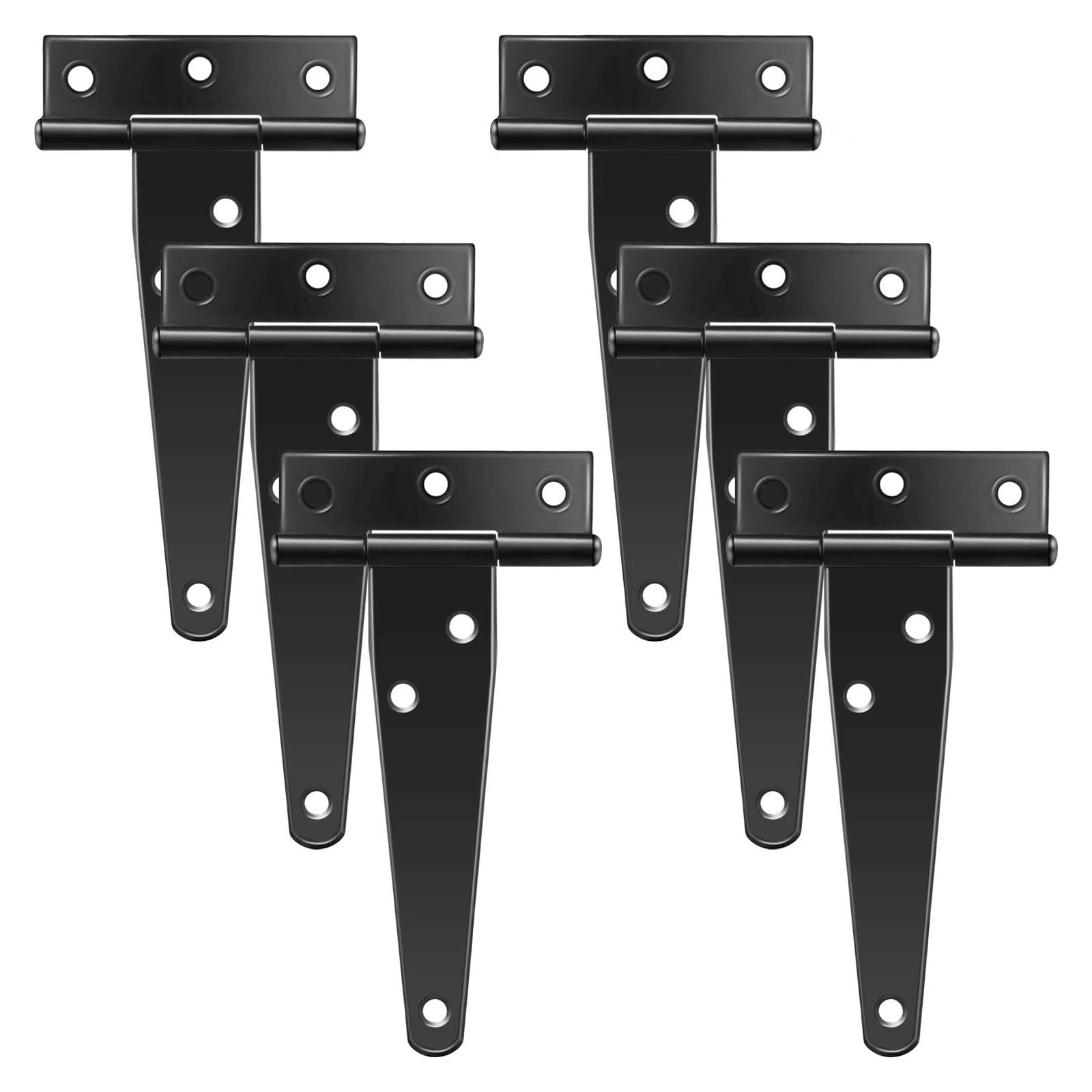 Charnière en T 4 pouces lot de 6 charnières noires antirouille pour portes de grange et clôtures