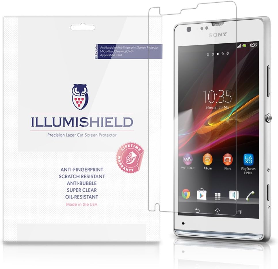 ILLUMISHIELD Screen Protector Compatible with Sony Xperia SP (C5302,C5303,C5306)(3-Pack) Clear HD Shield Anti-Bubble and Anti-Fingerprint PET Film