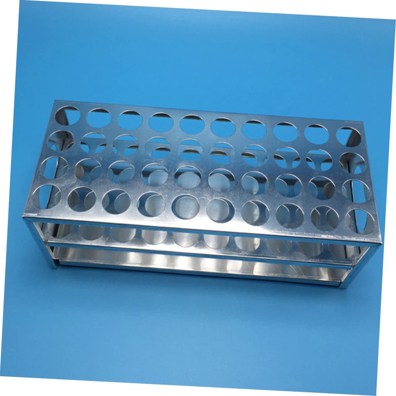 Support Surface Polie Lisse en Aluminium Argenté pour Tubes à Essai Cadre Rigide 40 Trous pour Laboratoires et Entreprises Industrielles
