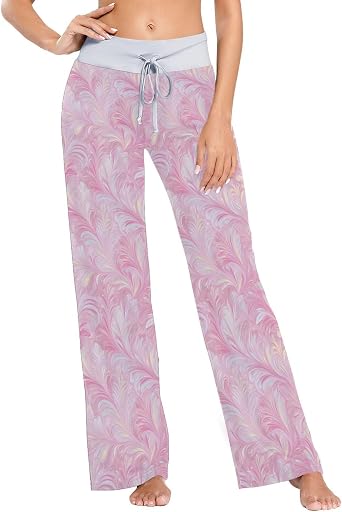 Dreamy Pink Leaves Pajama Bottoms Women Lightweight Womens Pjs Pants Lounge X-Small