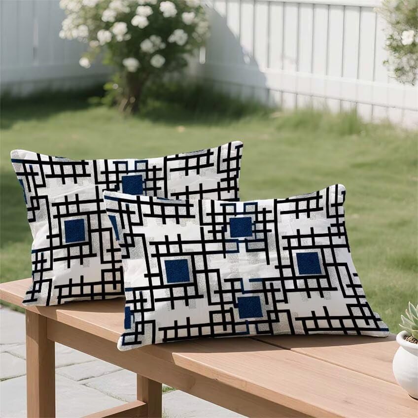 Housse coussin exterieur 60x90cm lin impermeable rectangulaire pour patio l-m830
