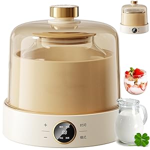 Yogurtera, Yogurtera de 1L con Revestimiento de Vidrio/Acero Inoxidable de 1L, Calentamiento a Temperatura Constante, Sellado y Conservación por Presión Negativa, Calibre Ensanchado, Máquina Glass