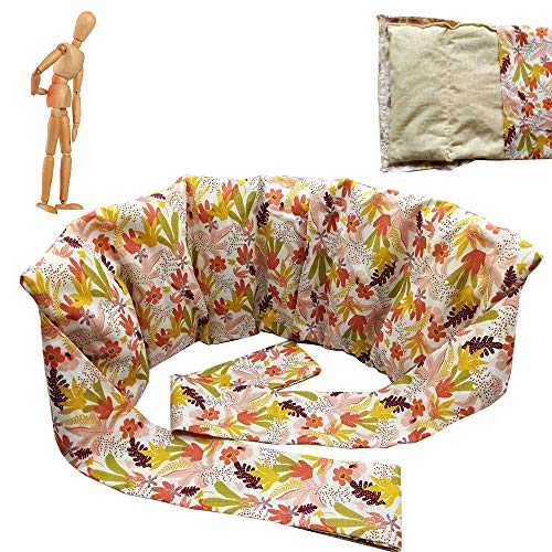 Ceinture thermique lombaire "Kawai" en os de cerise de 1 kg - 60 x 21 cm - pour les douleurs lombaires et au dos - Housse lavable - 100% coton - Faite à la main