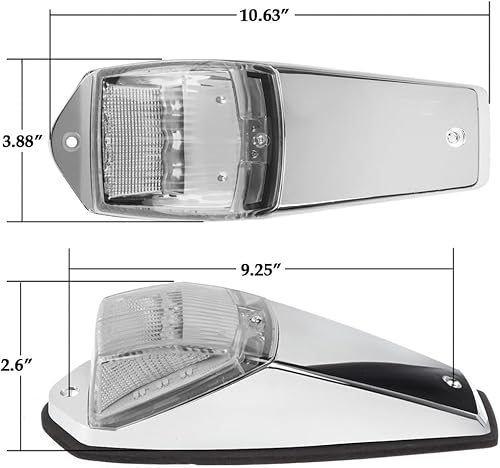 Miniatura 8 de Partsam 10 luces LED ámbar de cabina de 31 luces LED para techo superior con base cromada compatible con Peterbilt/Freightliner/Western
