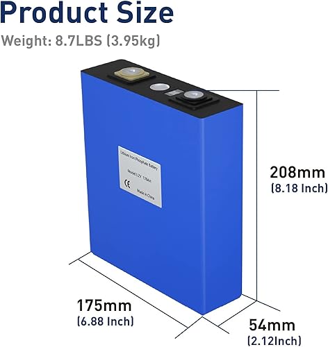 Miniatura 5 de ninthcit Pilas de batería LiFePO4 de ciclo profundo de 3.2 V 176 Ah con fosfato de hierro, baterías de litio de repuesto de grado A con código QR,