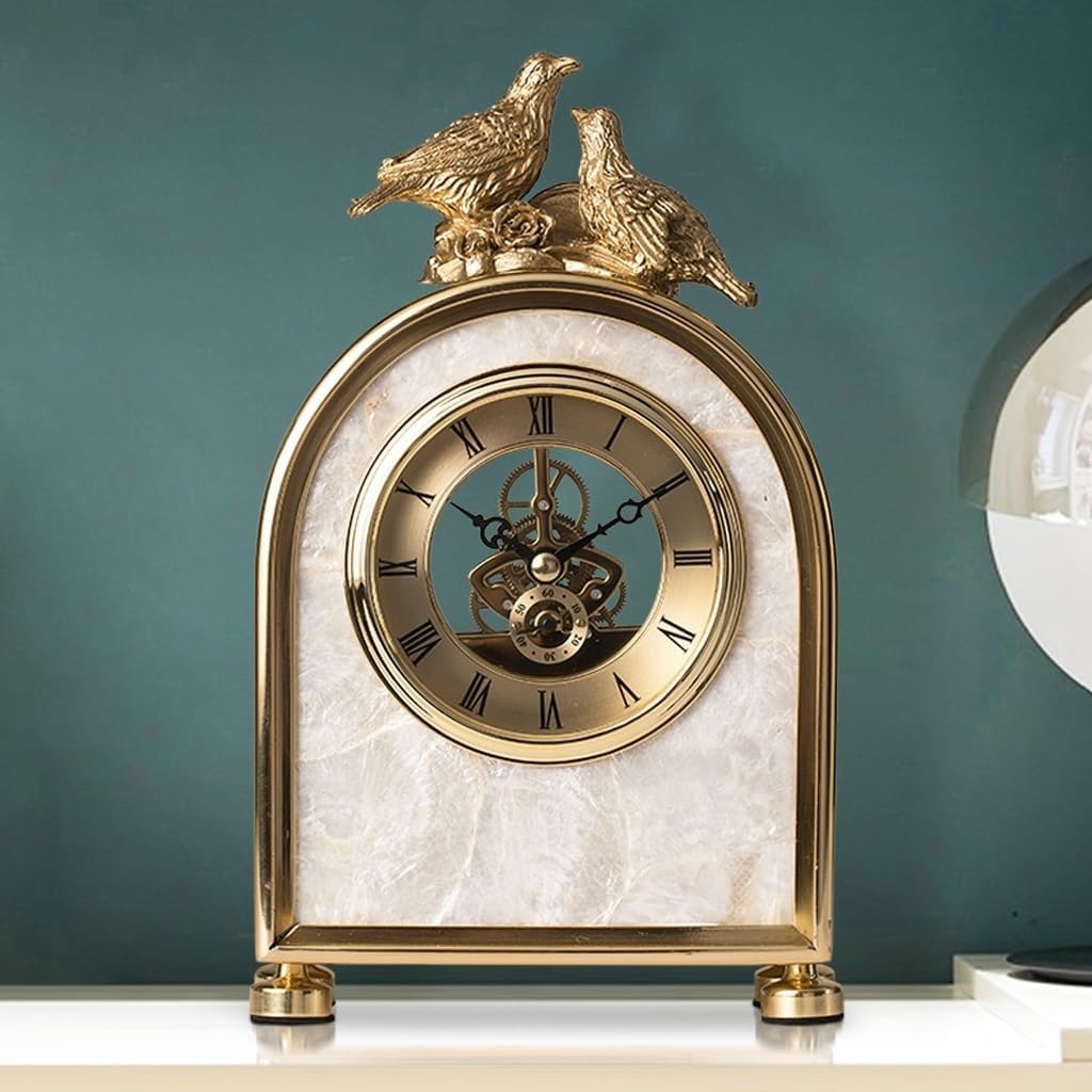 Desk Clock Modern Light Luxury Pair of Bird Clock Desk Clock Living Room Home Fashion Clock Ornaments Creative Desk Clock Seat Clock